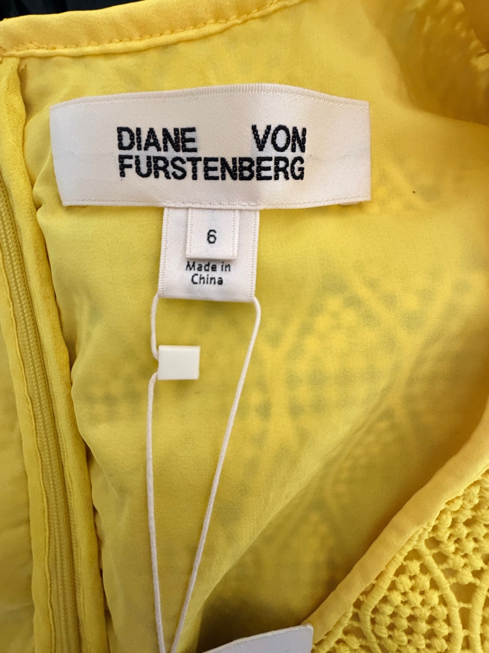 Diane Von Furstenberg Bright Yellow Lace V-Neck Midi Dress - Picture 4 of 16